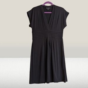 Attention Y2K Empire Waist Black Dress Dolman Short Sleeves Slinky Stretchy